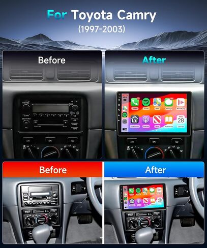 Podofo 2G 64G Radio for Toyota Camry 1997-2003 Car Stereo with 9 inch 1080P IPS Touch Screen Bluetooth Head Unit Support Wireless Carplay Android Auto GPS 16 EQ WiFi SWC MirrorLink Backup Camera in Saudi Arabia