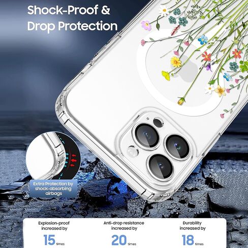 OOK Magnetic for iPhone 14 Pro Max Case [Compatible with Magsafe] Colorful Wild Flowers Floral Design Clear Case with Full Camera Lens Case for iPhone 14 Pro Max Phone Case, Wild Flowers (6.7") in Saudi Arabia