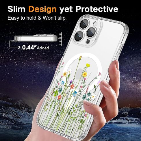 OOK Magnetic for iPhone 14 Pro Max Case [Compatible with Magsafe] Colorful Wild Flowers Floral Design Clear Case with Full Camera Lens Case for iPhone 14 Pro Max Phone Case, Wild Flowers (6.7") in Saudi Arabia