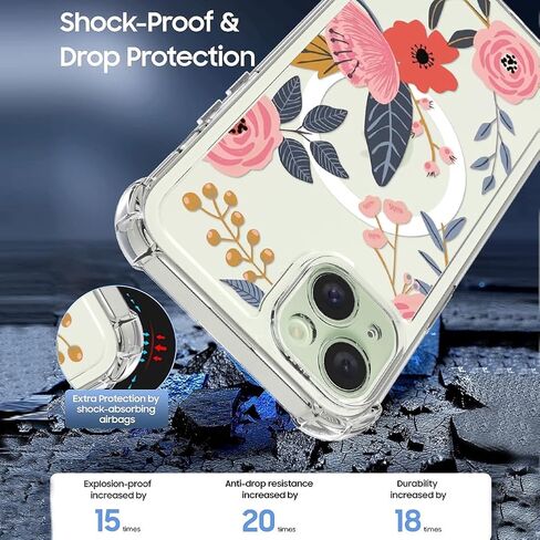 OOK Magnetic for iPhone 14 Pro Max Case [Compatible with Magsafe] Colorful Wild Flowers Floral Design Clear Case with Full Camera Lens Case for iPhone 14 Pro Max Phone Case, Wild Flowers (6.7") in Saudi Arabia