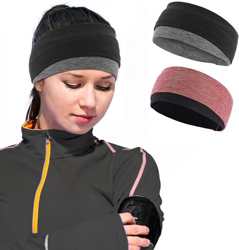 Sukeen Ear Warmer Headband for Women 2 Pack, Soft Warm Winter Headband for Women, Ear Warmers Ear Muffs for Winter, Running Headband for Women Cold Weather Sports Cycling Walking, Baby Blue Dark Blue in Kuwait