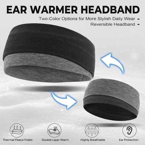 Sukeen Ear Warmer Headband for Women 2 Pack, Soft Warm Winter Headband for Women, Ear Warmers Ear Muffs for Winter, Running Headband for Women Cold Weather Sports Cycling Walking, Baby Blue Dark Blue in Kuwait