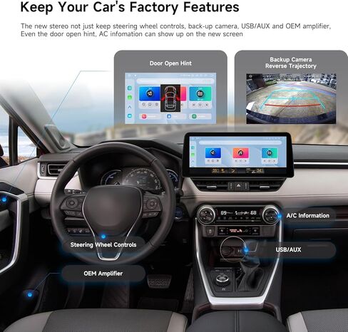 ستيريو سيارة Dasaita Android 13 لسيارة Toyota RAV4 2019 2020 2021 2022 مع Carplay اللاسلكي وAndroid Auto، وحدة رأس شاشة تعمل باللمس 12.3 بوصة، راديو GPS، 8G RAM 256G ROM، بلوتوث 5.0، 5G WiFi، 4G LTE in Kuwait