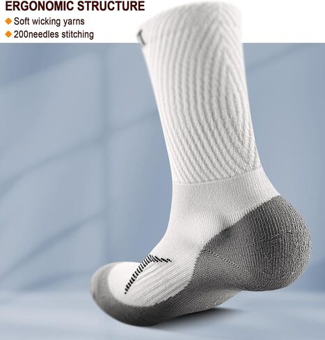 KEMISANT Men Socks, Athletic Crew Socks Compression for Men Sports Running Cushioned Footbed Arch Support in Saudi Arabia