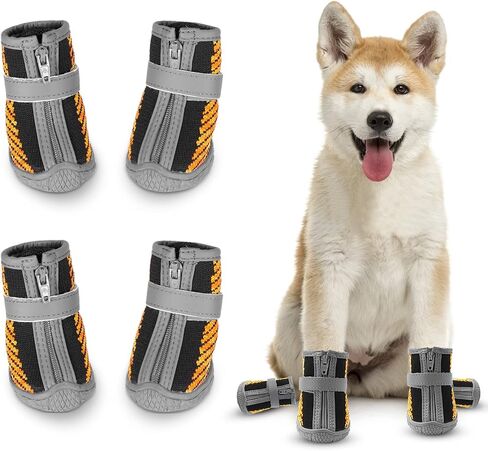 Dog Shoes for Small Medium Dogs Waterproof Puppy Dog Boots with Safety Reflective Dog Paw Protectors for Winter Hot Pavement Rainy Day with Anti Slip Rubber Sole (Black, Size 5) in Kuwait