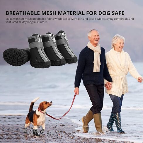Dog Shoes for Small Medium Dogs Waterproof Puppy Dog Boots with Safety Reflective Dog Paw Protectors for Winter Hot Pavement Rainy Day with Anti Slip Rubber Sole (Black, Size 5) in Kuwait