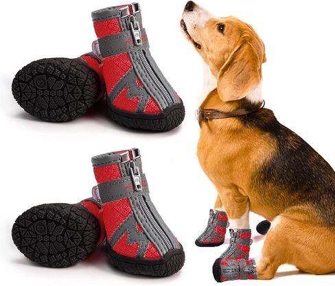 Dog Shoes for Small Medium Dogs Waterproof Puppy Dog Boots with Safety Reflective Dog Paw Protectors for Winter Hot Pavement Rainy Day with Anti Slip Rubber Sole (Black, Size 5) in Kuwait