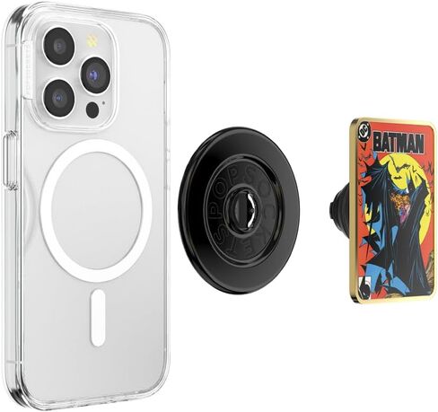 PopSockets Round Phone Grip Compatible with MagSafe, Adapter Ring Included, Phone Holder, Wireless Charging Compatible, WB Batman - Bat Symbol in Saudi Arabia