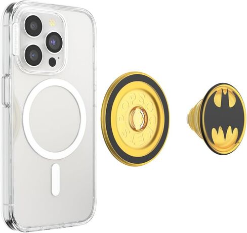 PopSockets Round Phone Grip Compatible with MagSafe, Adapter Ring Included, Phone Holder, Wireless Charging Compatible, WB Batman - Bat Symbol in Saudi Arabia