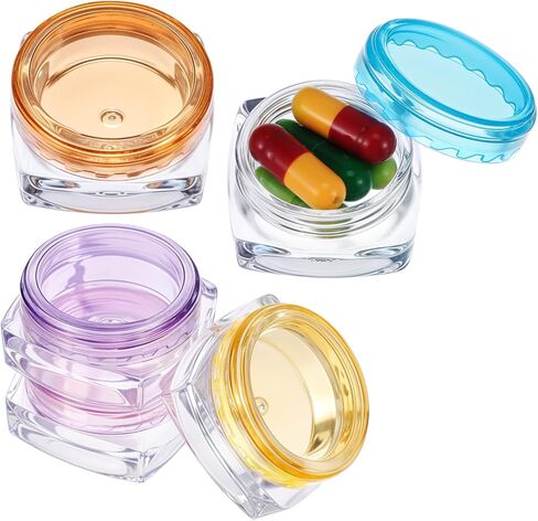 5 Pcs Small Pill Box, Travel Pill Organizer Portable Pill Cases Holder BPA Free Daily Mini Medicines Storage Container for Purse Pocket Briefcase (Clear/Pink/Yellow/Orange/Blue) in Saudi Arabia