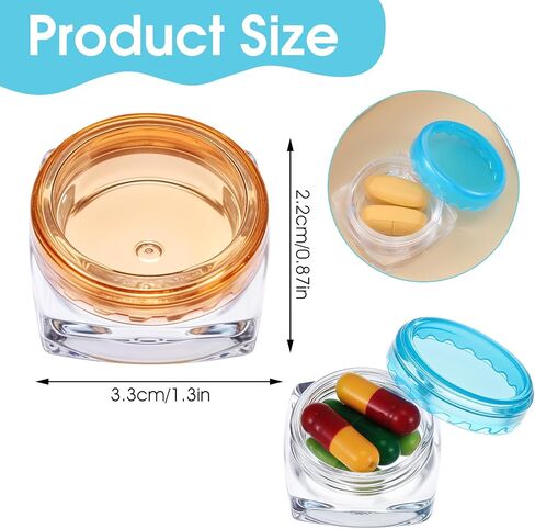 5 Pcs Small Pill Box, Travel Pill Organizer Portable Pill Cases Holder BPA Free Daily Mini Medicines Storage Container for Purse Pocket Briefcase (Clear/Pink/Yellow/Orange/Blue) in Saudi Arabia