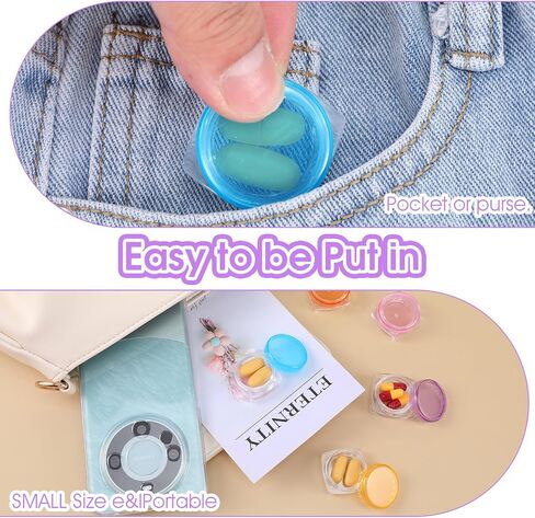 5 Pcs Small Pill Box, Travel Pill Organizer Portable Pill Cases Holder BPA Free Daily Mini Medicines Storage Container for Purse Pocket Briefcase (Clear/Pink/Yellow/Orange/Blue) in Saudi Arabia