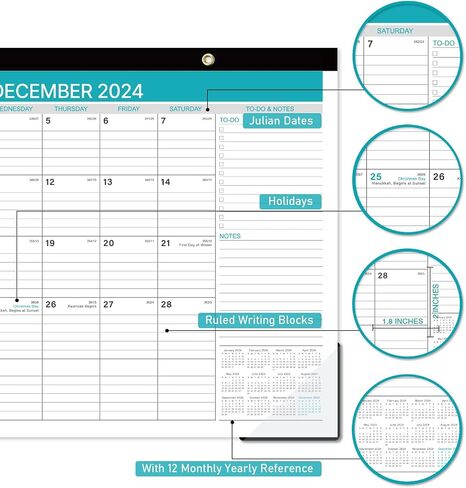Desk Calendar 2025, 2025 Desk Calendar Large 22‘’ x 17‘’, from January 2025 to June 2026, 18 Months Desk Calendar 2025-2026 with Protect Corner in Saudi Arabia