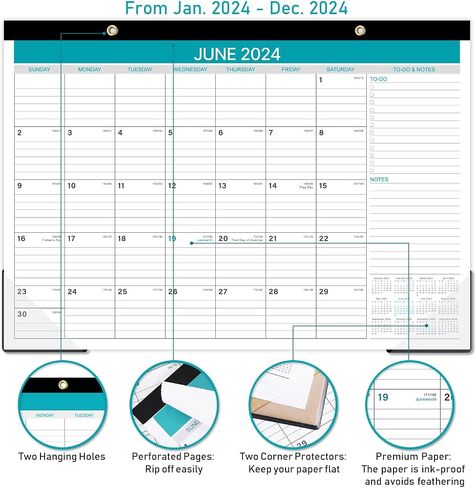Desk Calendar 2025, 2025 Desk Calendar Large 22‘’ x 17‘’, from January 2025 to June 2026, 18 Months Desk Calendar 2025-2026 with Protect Corner in Saudi Arabia