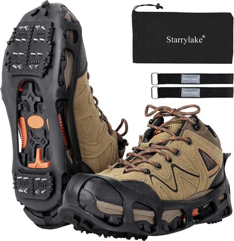 حذاء Starrylake Ice Snow Traction مع 24 مسمارًا فولاذيًا مضاد للانزلاق للمشي، أحذية للرجال والنساء، مقاس S/M/L/XL in Saudi Arabia