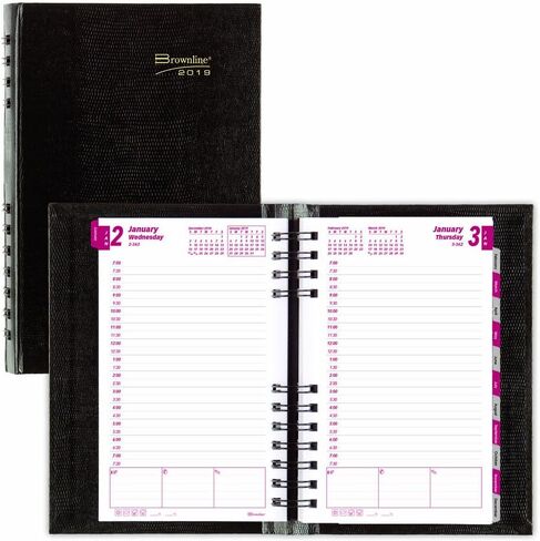 Brownline 2024 CoilPro Daily/Monthly Planner, Appointment Book, 12 Months, January to December, Twin-Wire Binding, 8" x 5", Black (CB634C.BLK-24) in Saudi Arabia