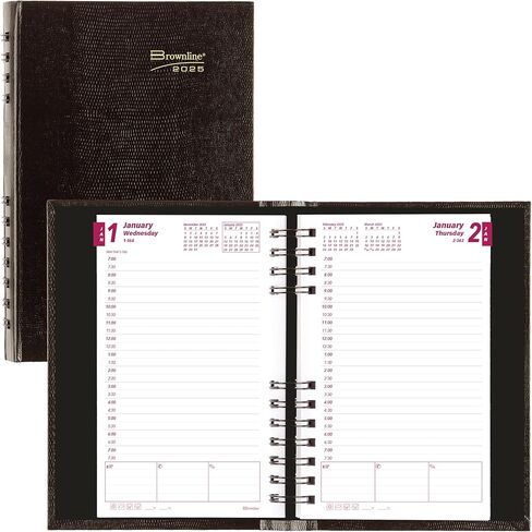 Brownline 2024 CoilPro Daily/Monthly Planner, Appointment Book, 12 Months, January to December, Twin-Wire Binding, 8" x 5", Black (CB634C.BLK-24) in Saudi Arabia