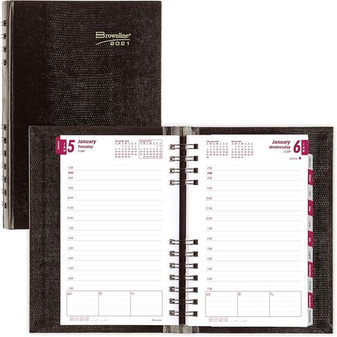 Brownline 2024 CoilPro Daily/Monthly Planner, Appointment Book, 12 Months, January to December, Twin-Wire Binding, 8" x 5", Black (CB634C.BLK-24) in Saudi Arabia