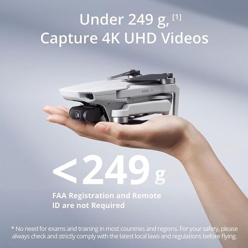طائرة بدون طيار DJI Mini 4K مع كاميرا 4K UHD مع بطاقة ذاكرة MicroSDXC سعة 128 جيجابايت وحزمة حقيبة الطائرة بدون طيار in Kuwait