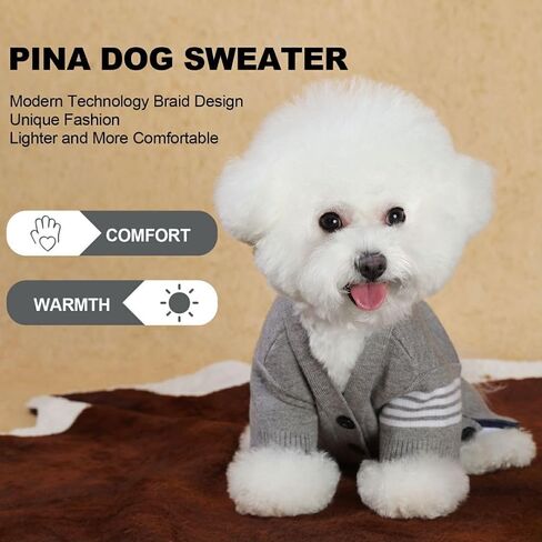 PINA Dog Sweater, Dog Cardigan Sweater, Knitted Dog Sweater Classic Warm Windproof, Puppy Sweater Winter Clothes for Small Medium Large Dogs in Saudi Arabia