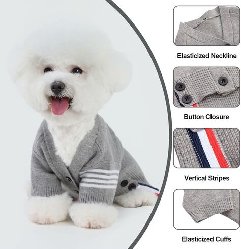 PINA Dog Sweater, Dog Cardigan Sweater, Knitted Dog Sweater Classic Warm Windproof, Puppy Sweater Winter Clothes for Small Medium Large Dogs in Saudi Arabia