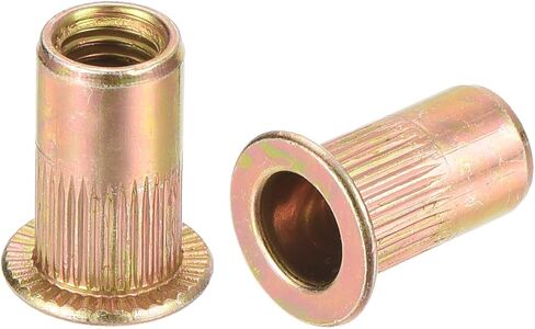 uxcell 100Pcs Rivet Nuts Flat Head, M12-1.75 Carbon Steel Threaded Insert Nuts Knurled Body Zinc Plated Finish in Saudi Arabia