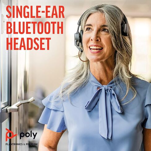Poly - سماعة Voyager 4310 UC اللاسلكية + حامل شحن (Plantronics) - سماعة أذن واحدة مع ميكروفون - توصيل بجهاز الكمبيوتر/Mac عبر محول بلوتوث USB-A، والهاتف الخلوي عبر البلوتوث - (متجدد) in Saudi Arabia