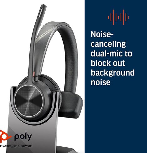 Poly - سماعة Voyager 4310 UC اللاسلكية + حامل شحن (Plantronics) - سماعة أذن واحدة مع ميكروفون - توصيل بجهاز الكمبيوتر/Mac عبر محول بلوتوث USB-A، والهاتف الخلوي عبر البلوتوث - (متجدد) in Saudi Arabia