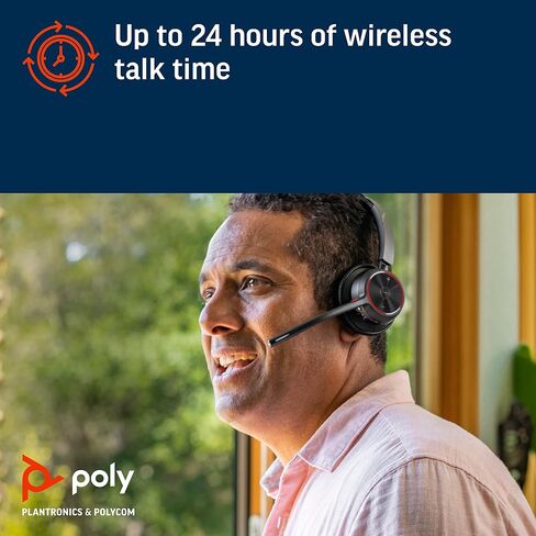 Poly - سماعة Voyager 4310 UC اللاسلكية + حامل شحن (Plantronics) - سماعة أذن واحدة مع ميكروفون - توصيل بجهاز الكمبيوتر/Mac عبر محول بلوتوث USB-A، والهاتف الخلوي عبر البلوتوث - (متجدد) in Saudi Arabia
