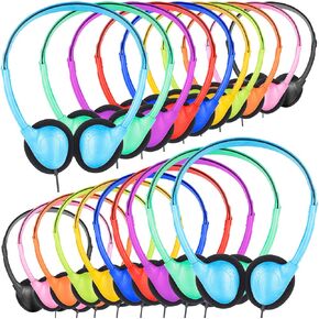 Classroom Headphones Bulk 15 Pack for School Kids,Wholesale Earphones Class Set of Headphones for Students Children Toddler Teens Adult Multi Color 3.5mm Plug (B)