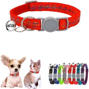 Pink XS Dog Collar with Bell, Puppy Collar Girl,Break Away Dog Collar, Safety Buckle Soft Nylon Adjustable for XXS Xs Small Pet Dogs Animal Litter Tiny Kitten,Neck 7.5-12.6 inch