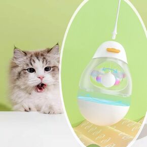 Roly-Poly Cat Teaser Toy (Black) - Cute Interactive Self-righting Toy with Bionic Bee and Crinkle Tassels to Ignite Your Cat’s Hunting Instincts