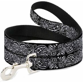 Buckle-Down Pet Leash - Floral Paisley2 Black/White - 4 Feet Long - 1" Wide