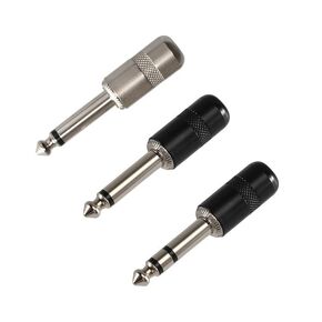 ALL4PRO Short Barrel 1/4 Inch 6.35mm Black Nickel Mono Stereo Male Audio Plug Connector Low Profile for Speaker Microphone Guitar Patch Cable - 10 Pack (X065B)