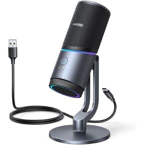 UGREEN Microphone for PC, USB Mic with RGB Lights, Mute Button, 24bit/96kHz, Cardioid Polar Pattern, Volume Control, Condenser Microphone for Streaming, Gaming, Podcasting, Recording, Laptop, PS5