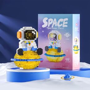 Uvini Building Blocks Astronaut Model with LED Light & Glass Globe, STEM Building Toy, Micro Blocks for Kids or Adult Gifts, Spaceman on The Moon Mini Blocks Set DIY Bricks Toys 368Pieces