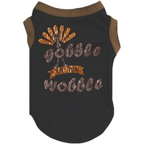 Petitebella Turkey Gobble Till You Wobble Puppy Dog Shirt (White/Brown, XX-Large)