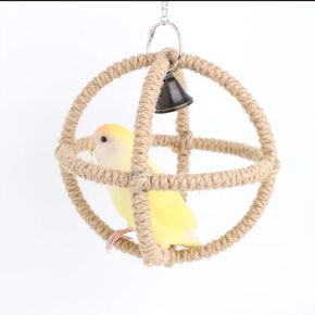 Bird Exquisite Ball Toy Swing with Bell Bird Chewing Shredding Foraging Toys Parakeet Toy Parrot Swing Climbing Standing Hanging Toys Bird Cage Accessories for Conure Cockatiel Budgies Lovebird L
