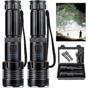 Flashlights 990,000 High Lumens 2 Pack, Super Bright LED Rechargeable Flashlight, 5 Modes, IPX7 Waterproof Flah Light for Emergencies, Camping