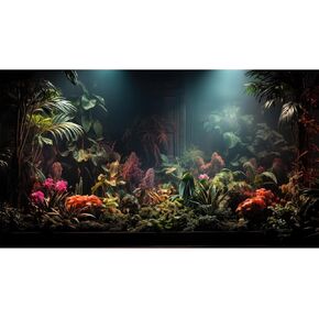 Aquarium Backdrop Tropical Palm Leaves Floral Pattern Terrarium Background Tropical Plants Landscape Fish Tank Background Reptile Habitat Backdrop Wallpaper Poster Background Decor Vinyl 36x18in