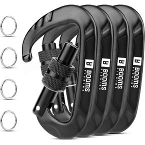 Booms الصيد قفل حلقة تسلق كليب: 3.1 "الثقيلة حلقة تسلق سوداء كليب 12kN/2697lbs حلقة تسلق كبيرة من الألومنيوم للتخييم المشي لمسافات طويلة صالة الألعاب الرياضية أرجوحة مفتاح حقيبة الظهر الكلب المقود Carbineers المفاتيح هوك CC11 in Kuwait