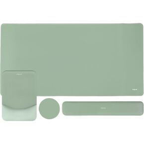 MOSISO Keyboard Mouse Pad Set,Large Gaming Mouse Pad&Rectangular Keyboard Wrist Rest&Mousepad with Wrist Rest&Coaster,Ergonomic Non-Slip Mousepad&Easy Typing Pad with Curved Memory Foam, Antique Green