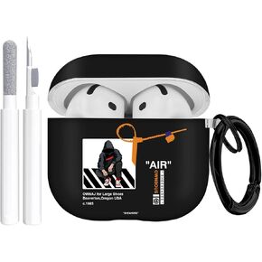 for Apple Airpods 4th Generation Case Cover(2024), Protective TPU Soft Cases Cover Rugged for Airpods 4th Generation Case with Cleaner Kit & Keychain for Women Men，Basketball