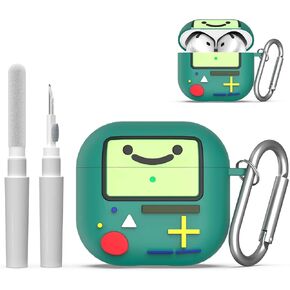 Cute Cover for AirPods 4 Case (2024), Cartoon Cute AirPods 4 Case Game Console Design Silicone Shock-Proof Protection Cool Case for AirPods 4th Generation Case Funny with Keychain/Cleaner Kit (Green)