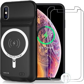 Wireless Charging Case for iPhone X/XS, 10000mAh High Capacity Rechargeable Protective Battery Case Wireless Charging Compatible with iPhone X/XS/10 (5.8 inch) Extended Battery Charger Case (Black)