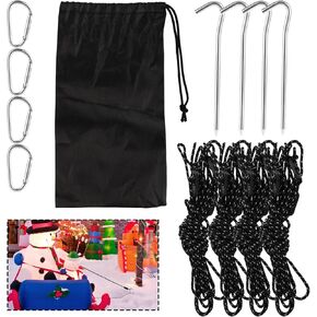 4 Pcs Tie Down Stakes, Tent Stake Rope Tie Downs Tie Down Stakes for Ground Tent Stake Repair Kit Tent Stakes Metal for Camping Tent Christmas Inflatable Yard Fixing Device