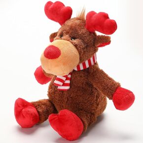 Christmas Dog Toys, Dog Squeaky Toys with Crinkle Paper, Plush Reindeer Dog Toys, Interactive Stuffed Dog Chew Toys, Dog Gifts for Puppy, Small, Medium, Large Dogs