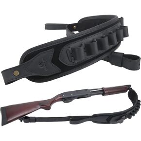 WAYNE'S DOG Leather Gun Sling Shell Holder Hunting Rifle Sling with Handle Strap for .308 .357 .30-30 .45-70 12GA
