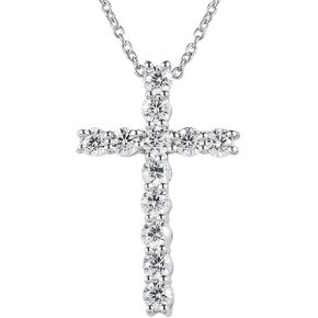Cross Necklace for Women 925 Sterling Silver Cubic Zirconia Cross Crucifix Pendant Necklace Simple Dainty Necklace Anniversary Birthday Christmas Gifts for Women 18 Inch