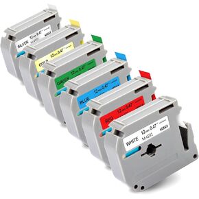 6-Pack Replacement for M-K231s Brother Label Tape 12mm 0.47 Inch M-K231 MK231 M231 for Brother PT-M95 Label Maker Tape Refills for P Touch PT-70BM PT-65 PT-70 PT-80 PTM95, Black on White